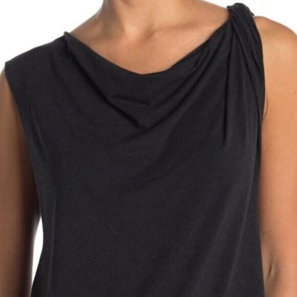 Free People Movement Tee ✦ Black Twist Shoulder Top ✦ Soft Flowy Cotton Blend S - Picture 4 of 8